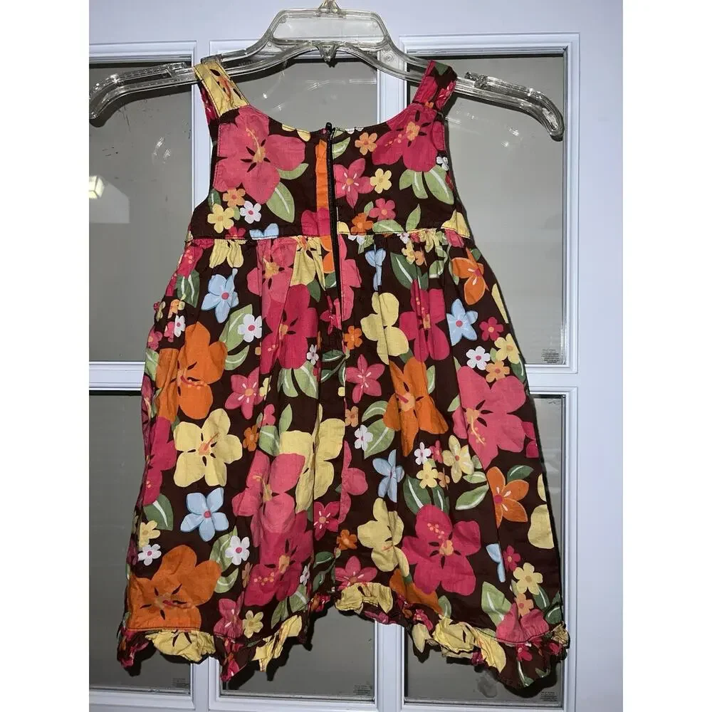 Gymboree Girls Tropical Floral Sundress Size 4T Multicolor Sleeveless Ruffled